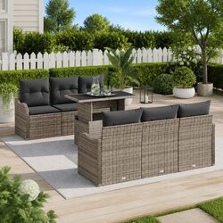 Premium 7-Piece Grey Modular Garden Sofa Set