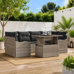 7 Seater Modular Outdoor Sofa Set with Grey Poly Rattan