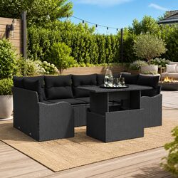7-Seater Modular Outdoor Garden Sofa Set in Black