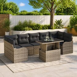 8-Piece Grey Modular Outdoor Garden Sofa Set
