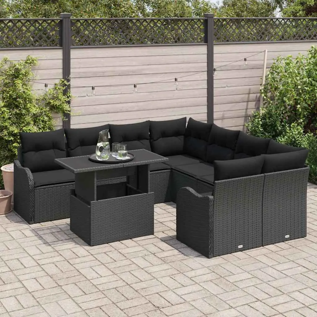 9-Piece Modular Garden Sofa Set with Cushions
