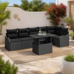 Premium 7-Piece Modular Outdoor Sofa Set in Black