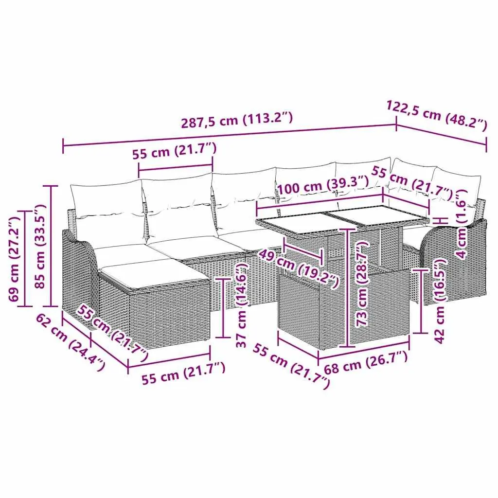 8-Piece Black Modular Garden Sofa Set with Durable Build