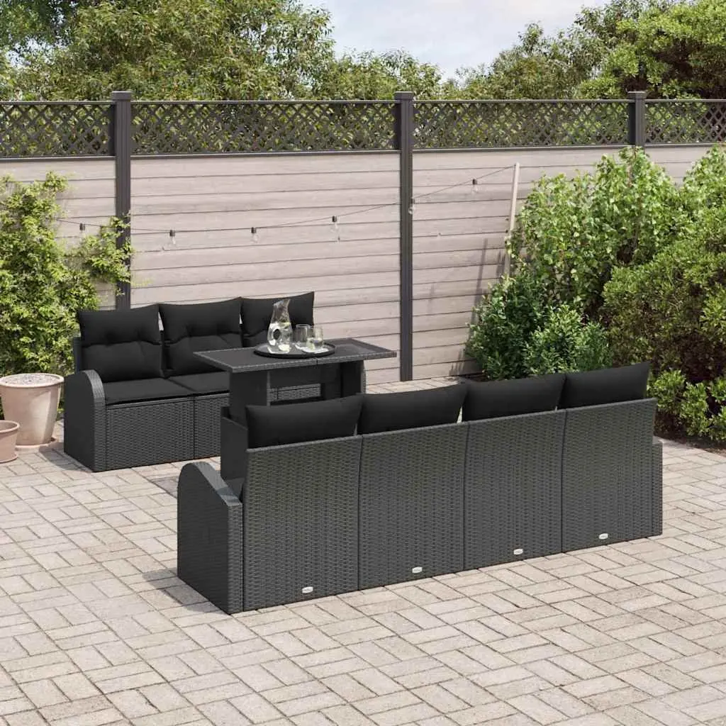 8 Piece Rattan Garden Sofa Set with Cushions