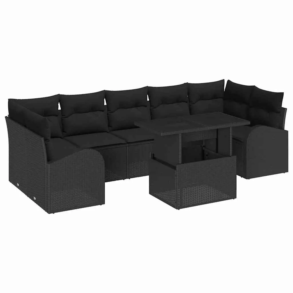 8-Piece Modular Garden Sofa Set in Black