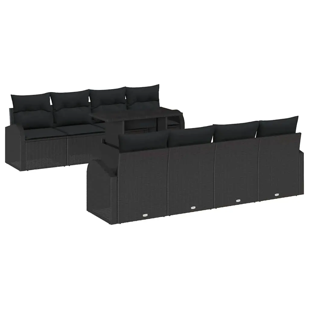 7-Piece Modular Outdoor Sofa Set in Black Poly Rattan