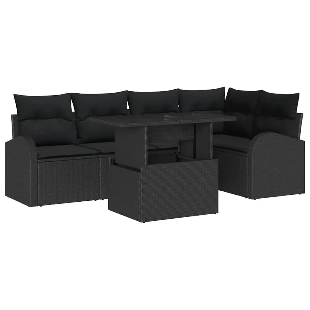 6-Piece Outdoor Garden Sofa Set in Black