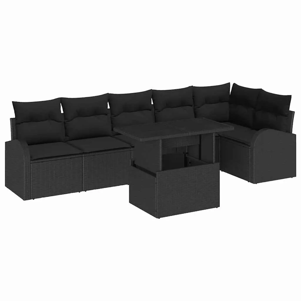 7 Piece Modular Outdoor Sofa Set in Black