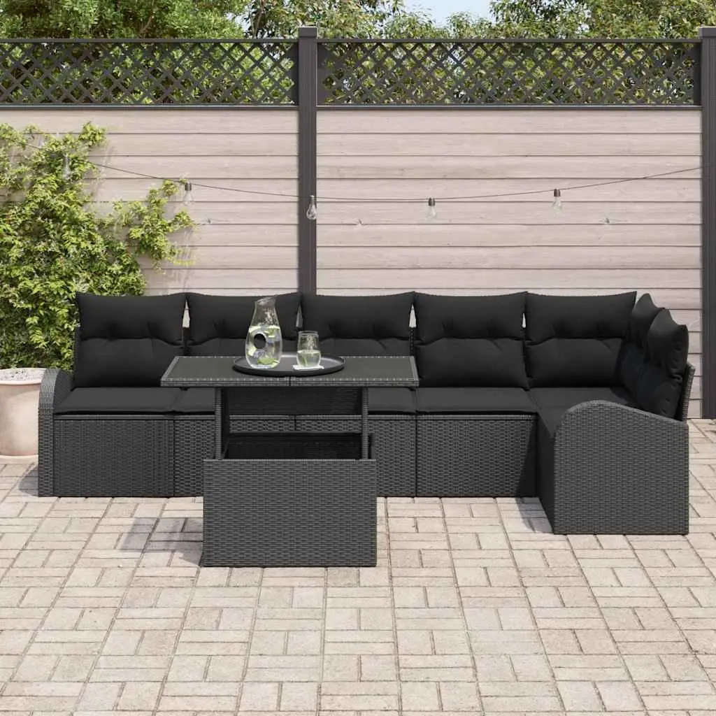 7 Piece Modular Outdoor Sofa Set in Black