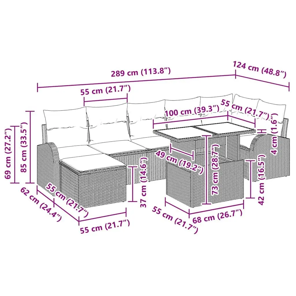 8-Piece Modular Garden Sofa Set in Black