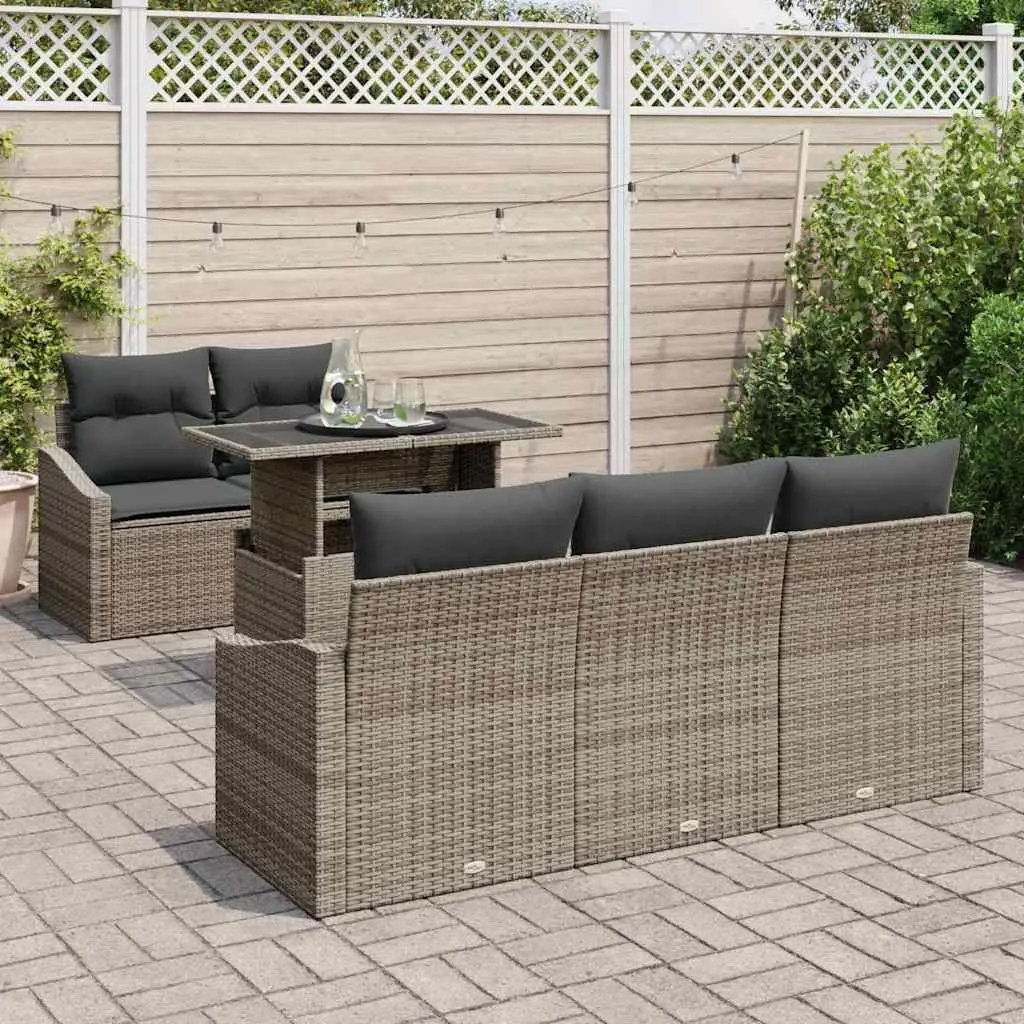6-Piece Outdoor Modular Sofa Set in Grey