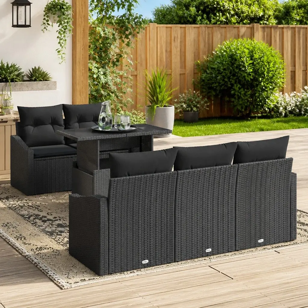Modular 6 Piece Garden Sofa Set with Storage in Black