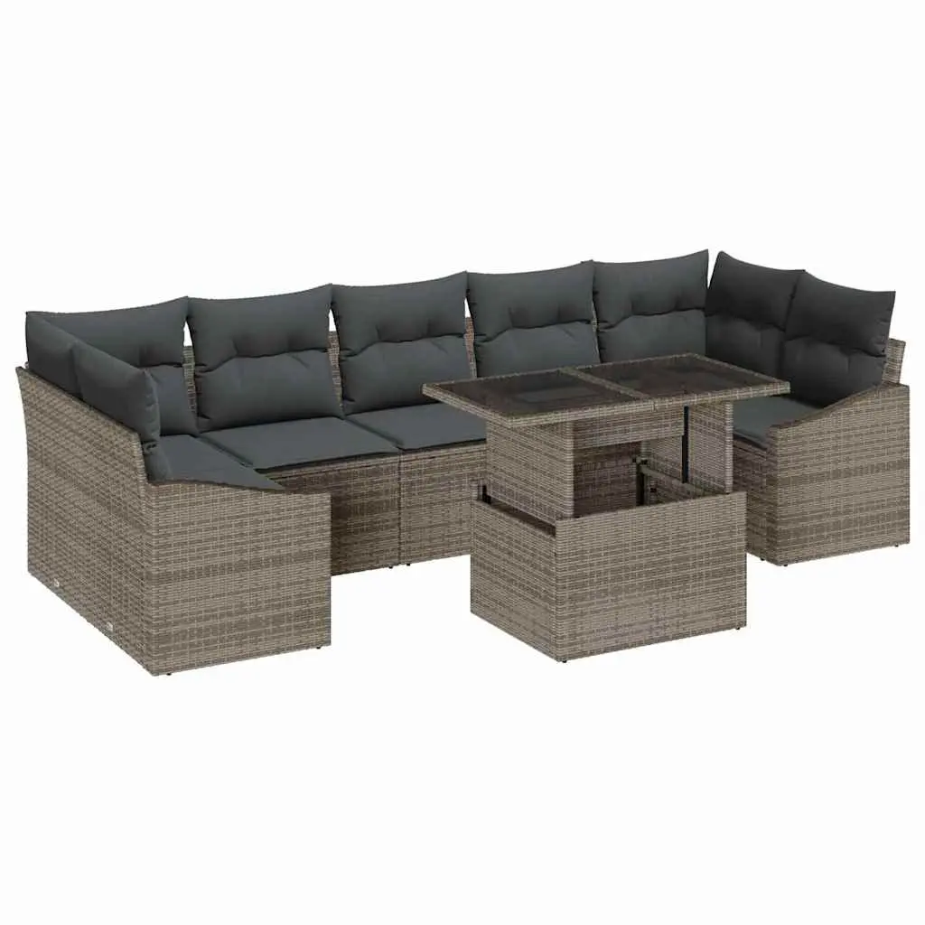 8-Piece Outdoor Sofa Set in Grey Poly Rattan