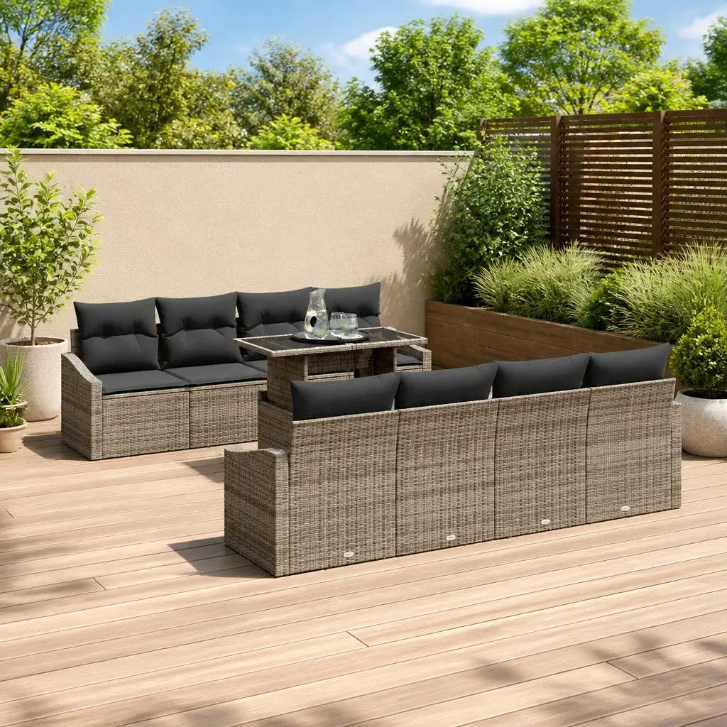 7-Piece Grey Poly Rattan Modular Garden Sofa Set