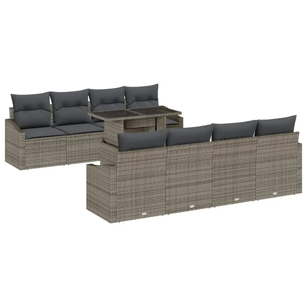 7-Piece Grey Poly Rattan Modular Garden Sofa Set