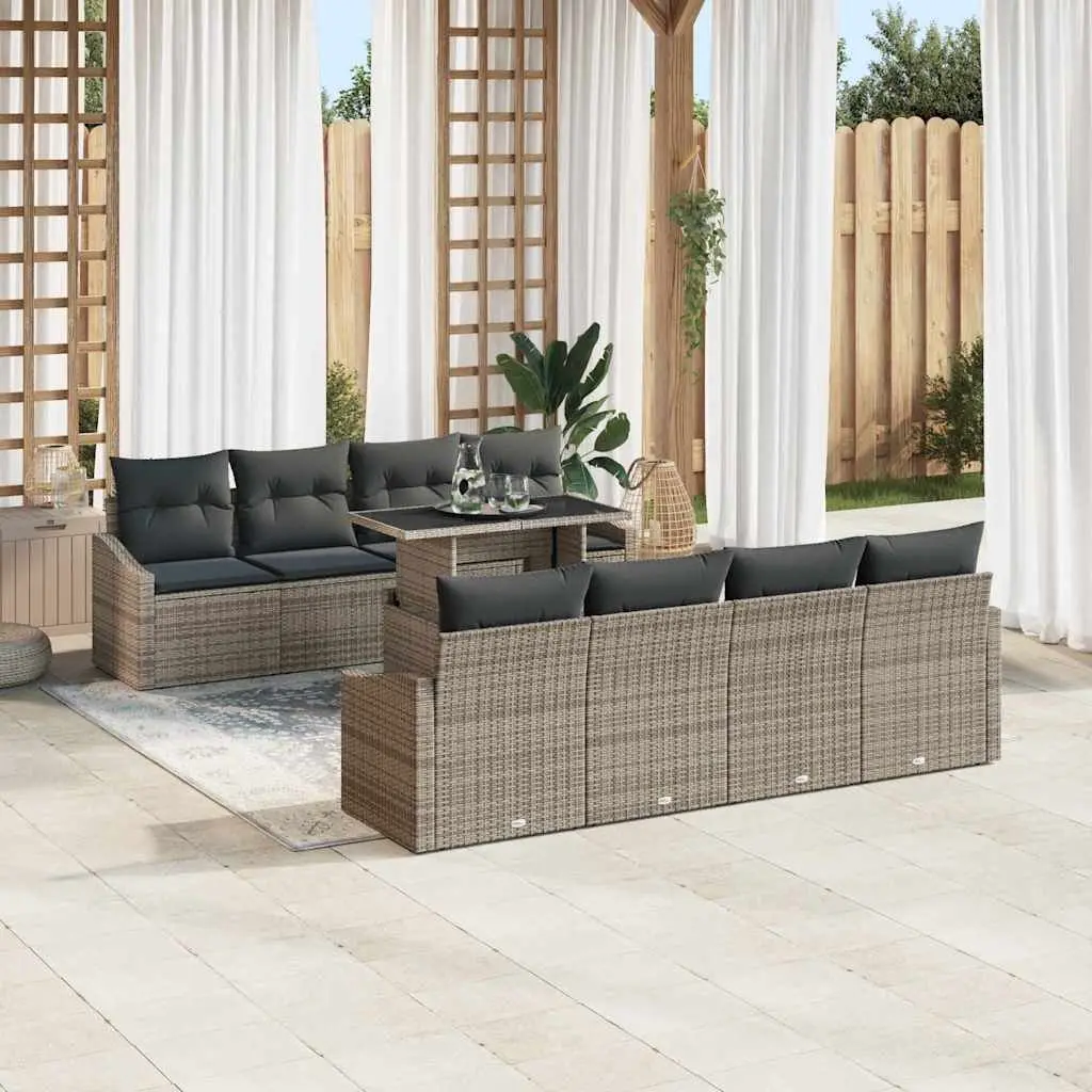 7-Piece Grey Poly Rattan Modular Garden Sofa Set