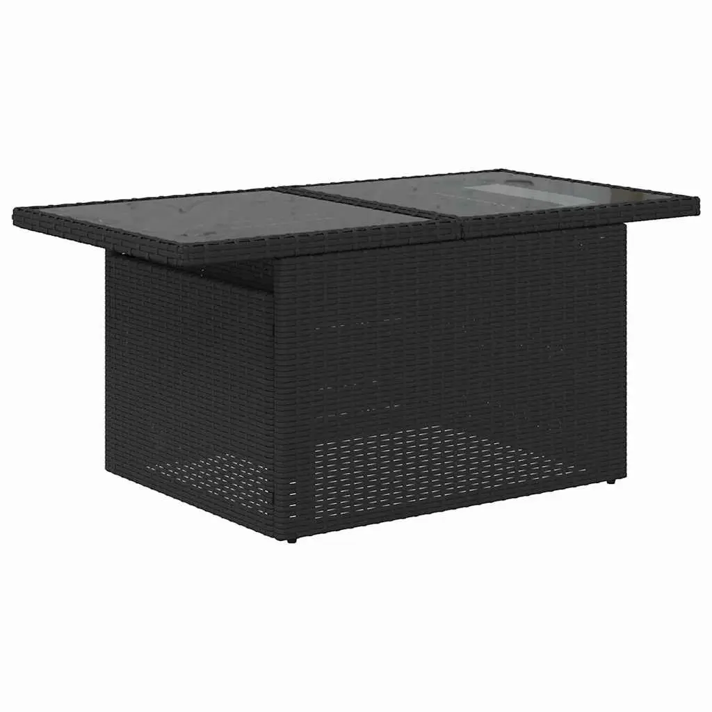 Black 7-Piece Modular Outdoor Garden Sofa Set with Cushions