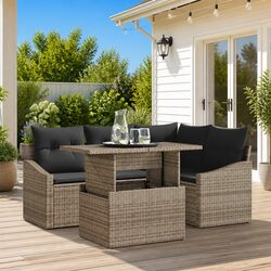 Stylish 5-Piece Modular Rattan Sofa Set with Cushions