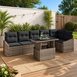 Stylish 7-Piece Grey Modular Garden Sofa Set