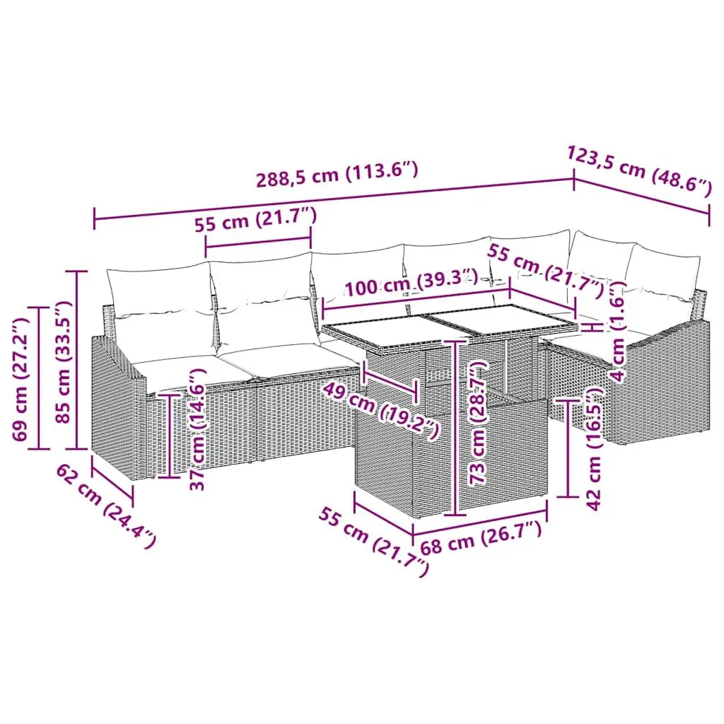 7-Piece Grey Modular Garden Sofa Set