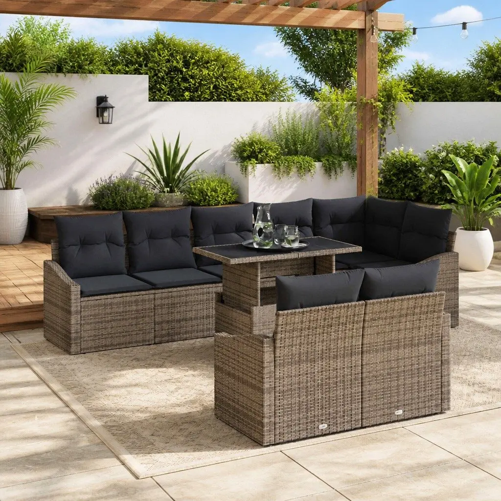 9 Piece Outdoor Garden Sofa Set with Cushions