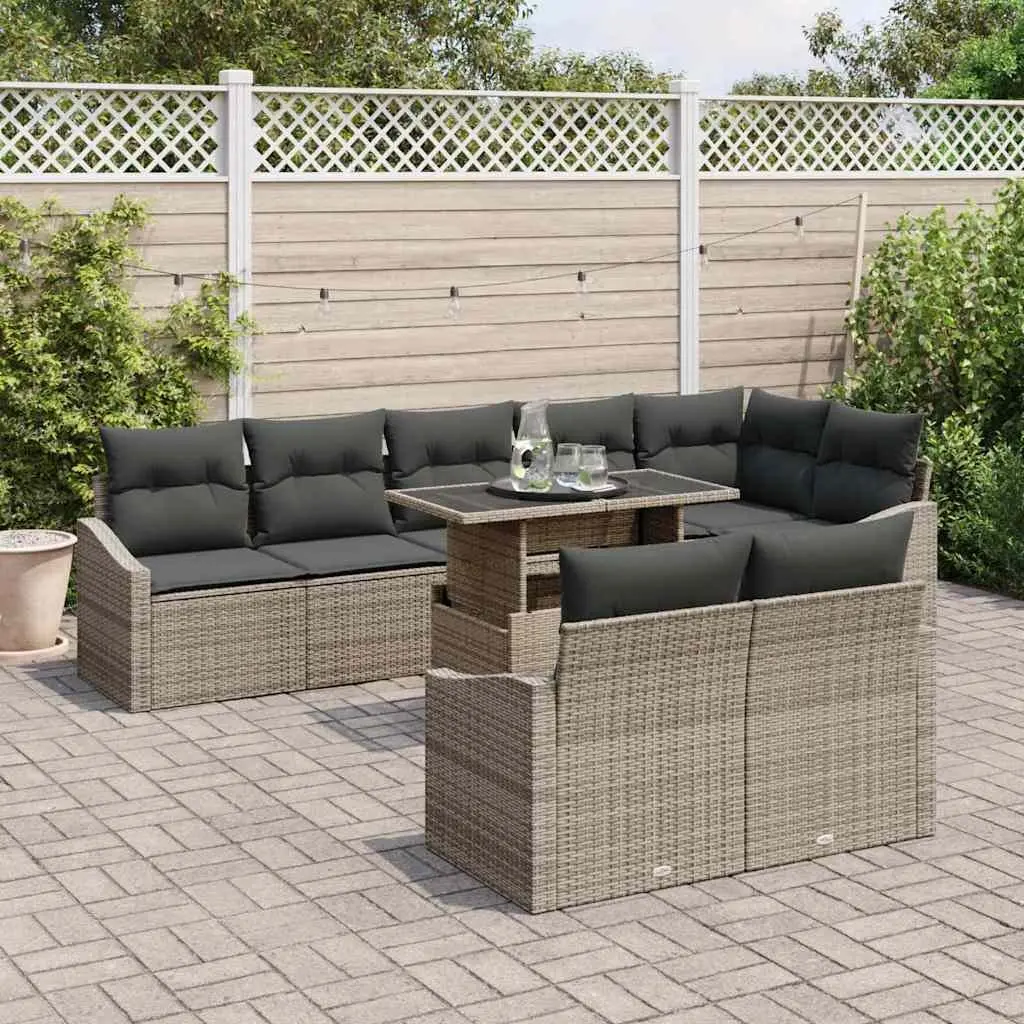 9 Piece Outdoor Garden Sofa Set with Cushions