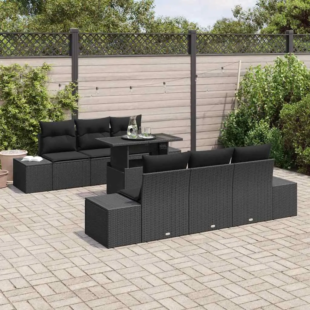 7-Piece Modular Outdoor Sofa Set in Black