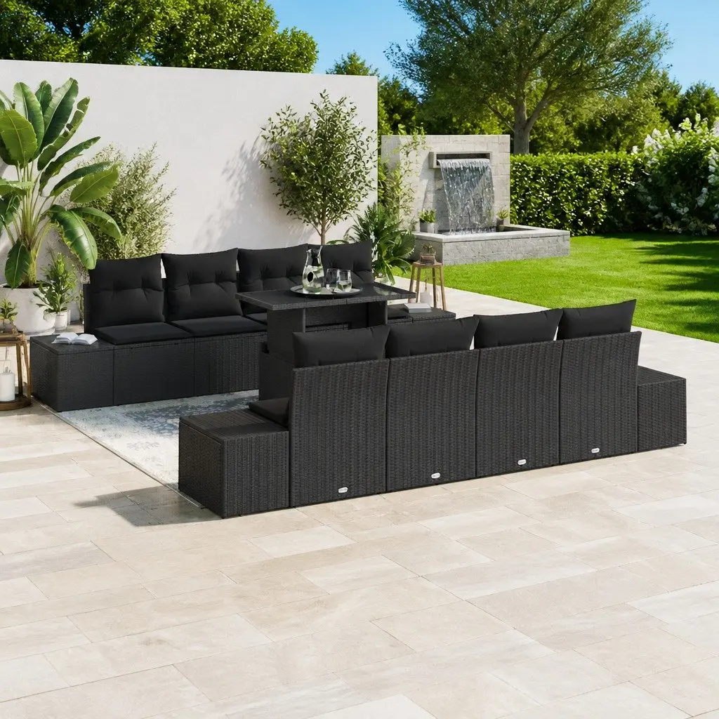 9-Piece Modular Garden Sofa Set with Adjustable Table