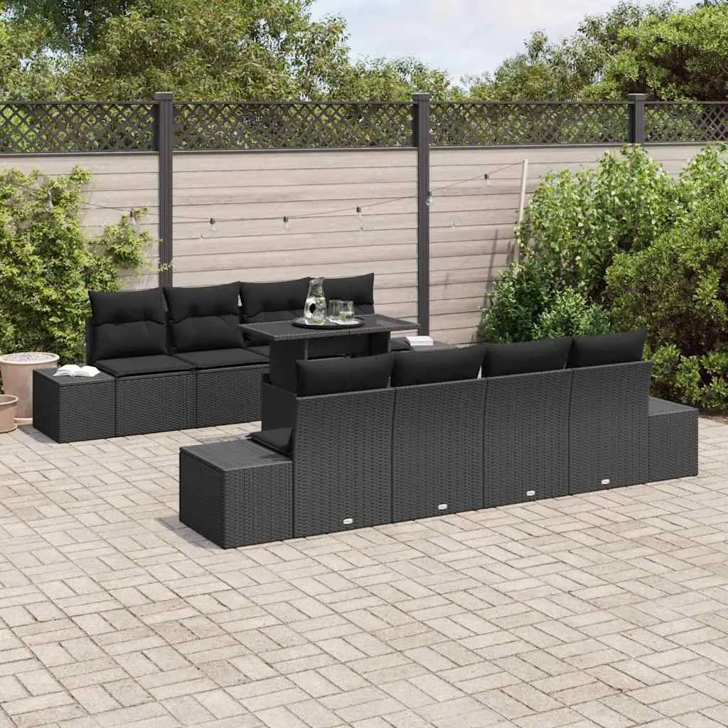 9-Piece Modular Garden Sofa Set with Adjustable Table