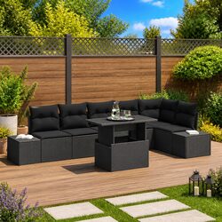 Stylish 7-Piece Outdoor Modular Rattan Sofa Set