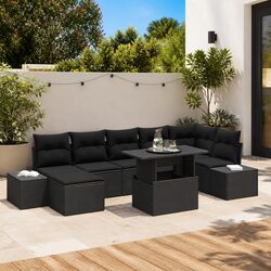 Durable Black Modular Garden Sofa Set 8 pcs for Outdoors