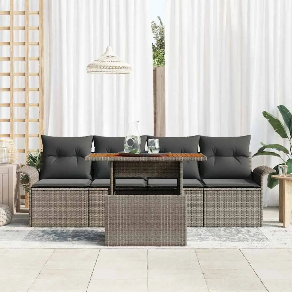 Grey Rattan 5-Piece Modular Garden Sofa Set