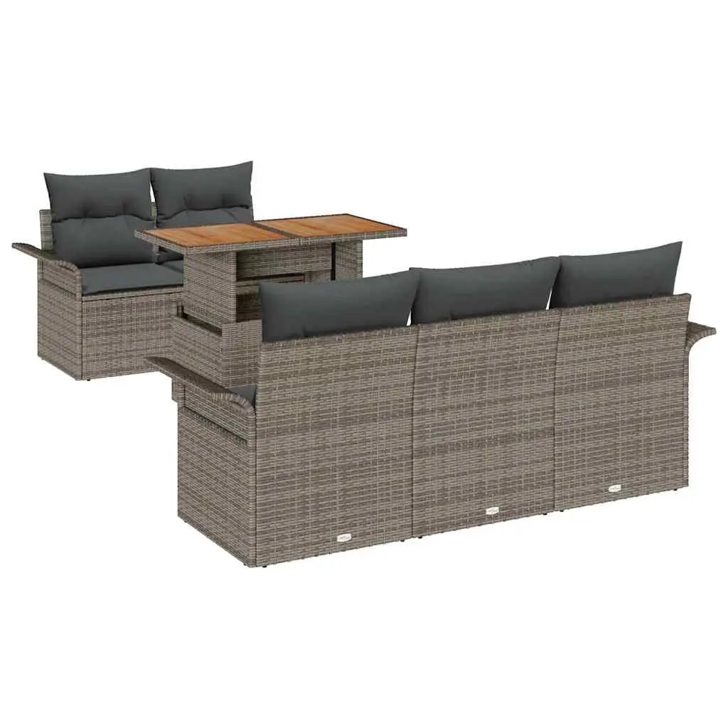 6-Piece Modular Garden Sofa Set in Grey Rattan