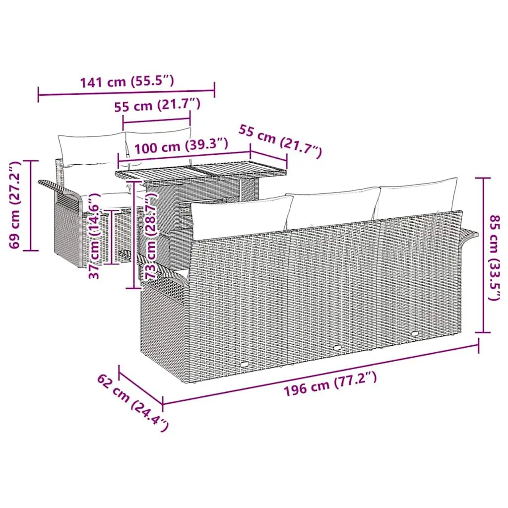 Modular Outdoor Garden Sofa Set with Acacia Frame