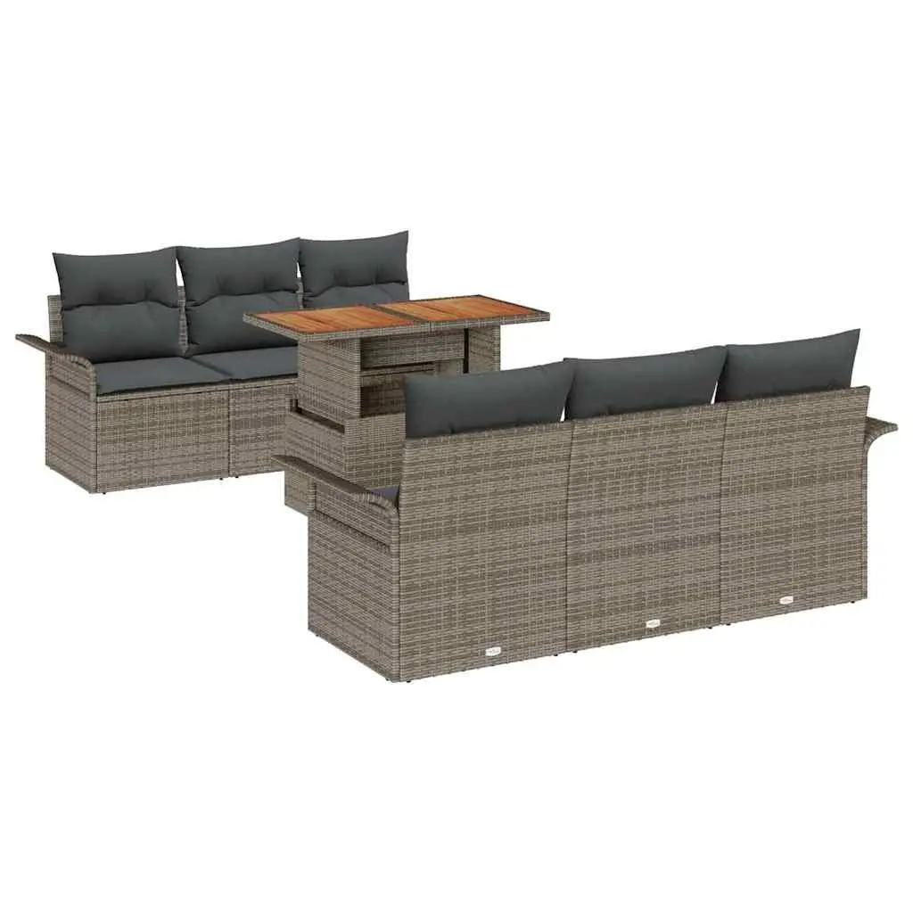 Garden Sofa Set Poly Rattan 7 Piece Modular Grey Outdoor Seating