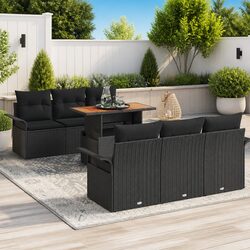 Garden Sofa Set 7 Pcs Outdoor Seating Poly Rattan Modular Lounge Black