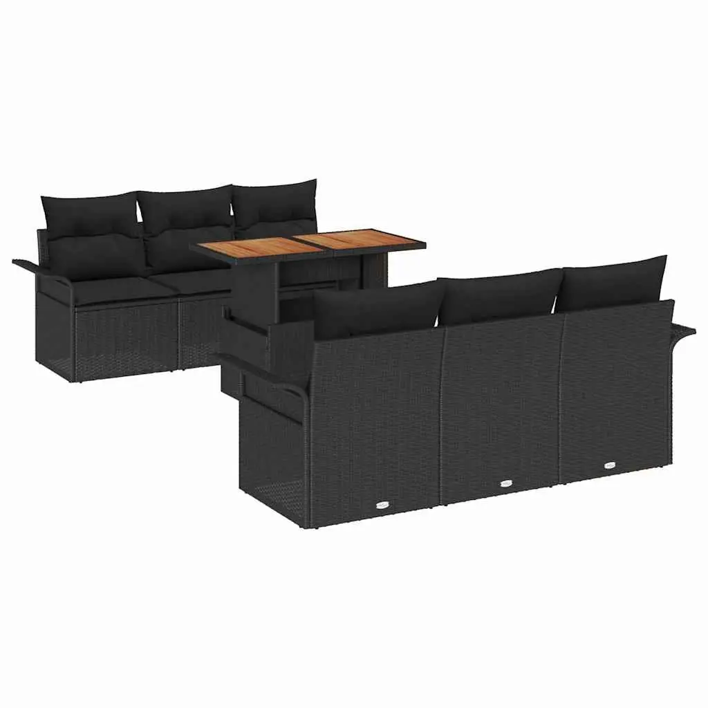 Black Modular 7-Piece Garden Sofa Set for Outdoor Use