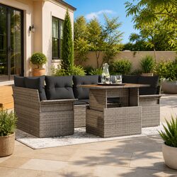 Modular Outdoor Sofa Set with Storage in Grey