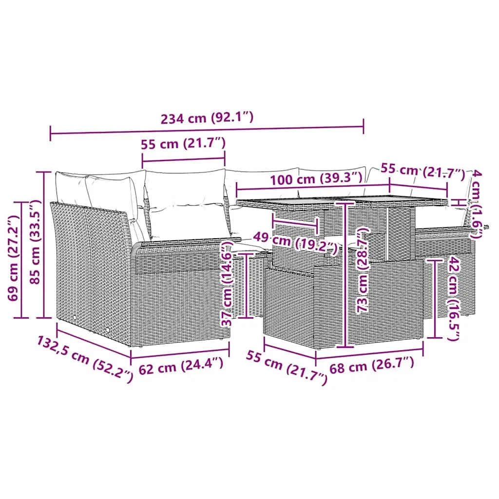 Modular Outdoor Sofa Set with Storage in Grey