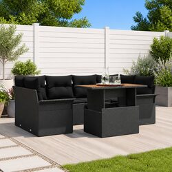 Stylish 7-Piece Garden Sofa Set with Storage in Black Rattan