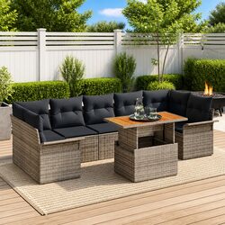 8-Piece Grey Outdoor Sofa Set with Cushions