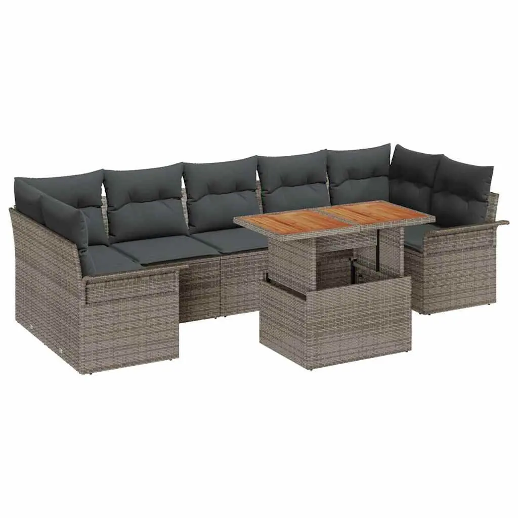 8-Piece Grey Outdoor Sofa Set with Cushions