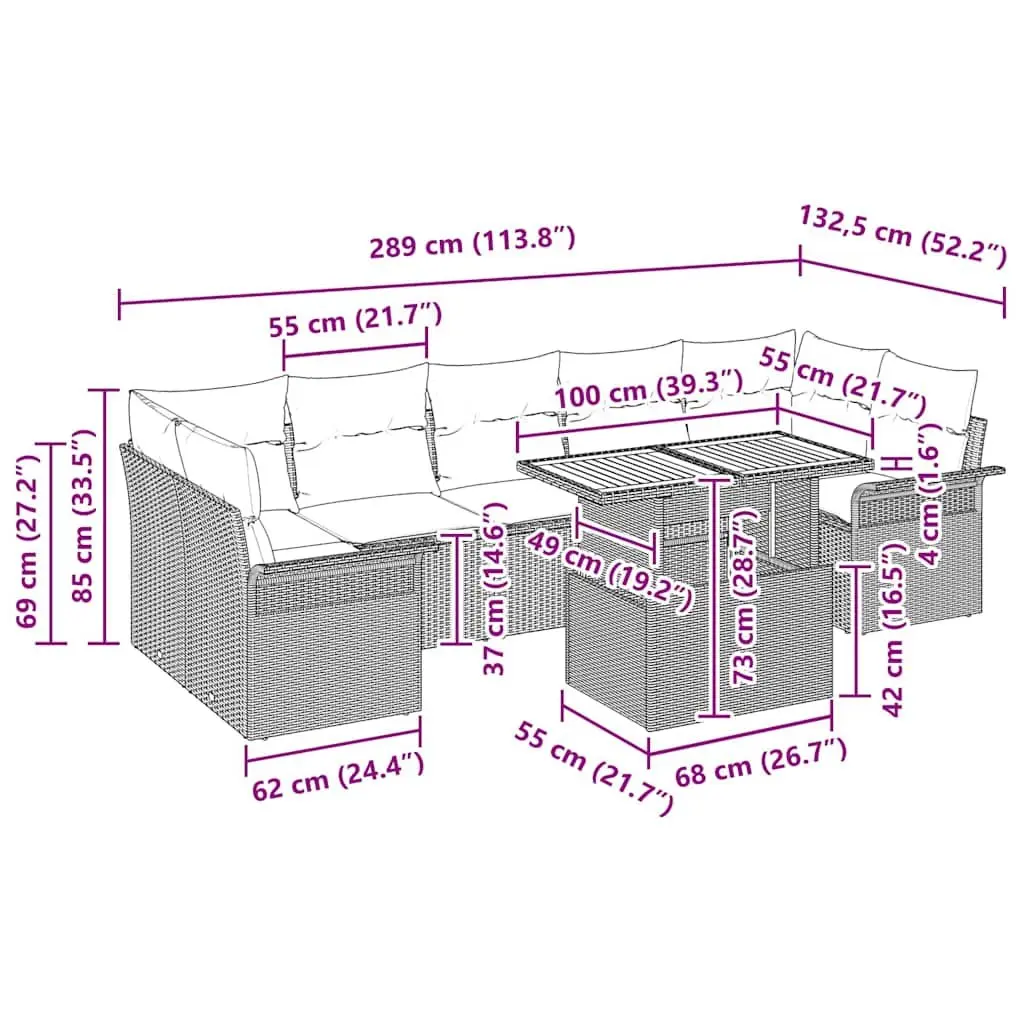 8-Piece Garden Sofa Set with Cushions