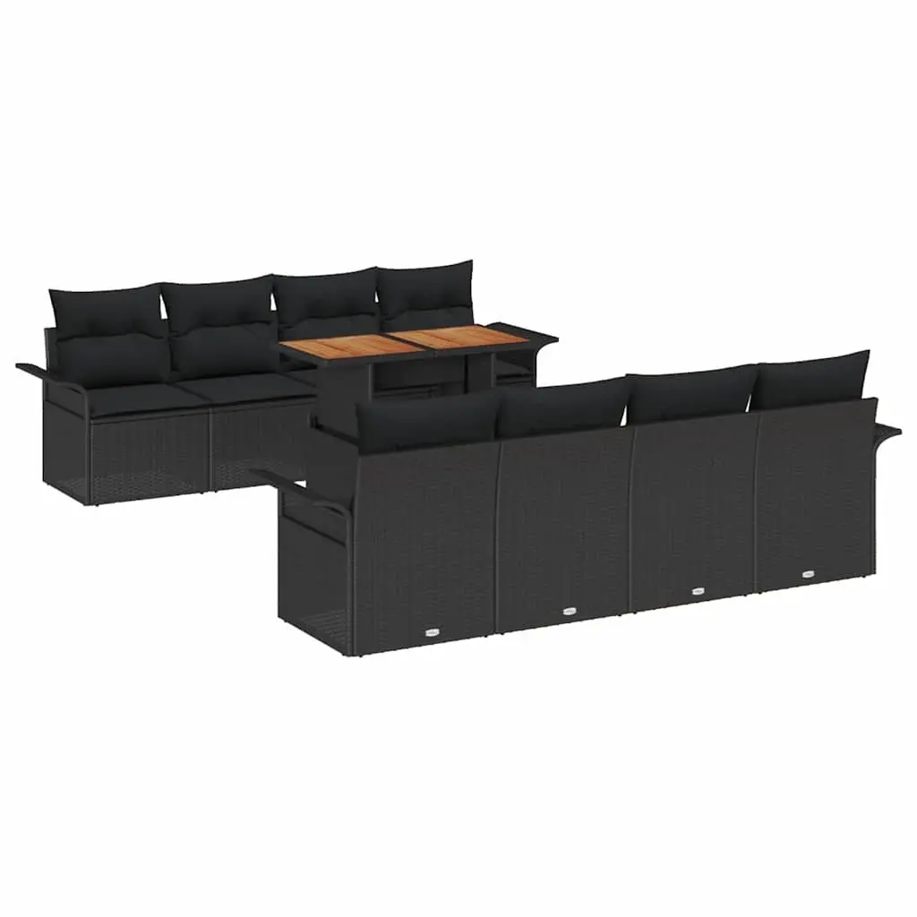 Modular Garden Sofa Set with Cushions 7 Pieces Black Outdoor Patio Furniture