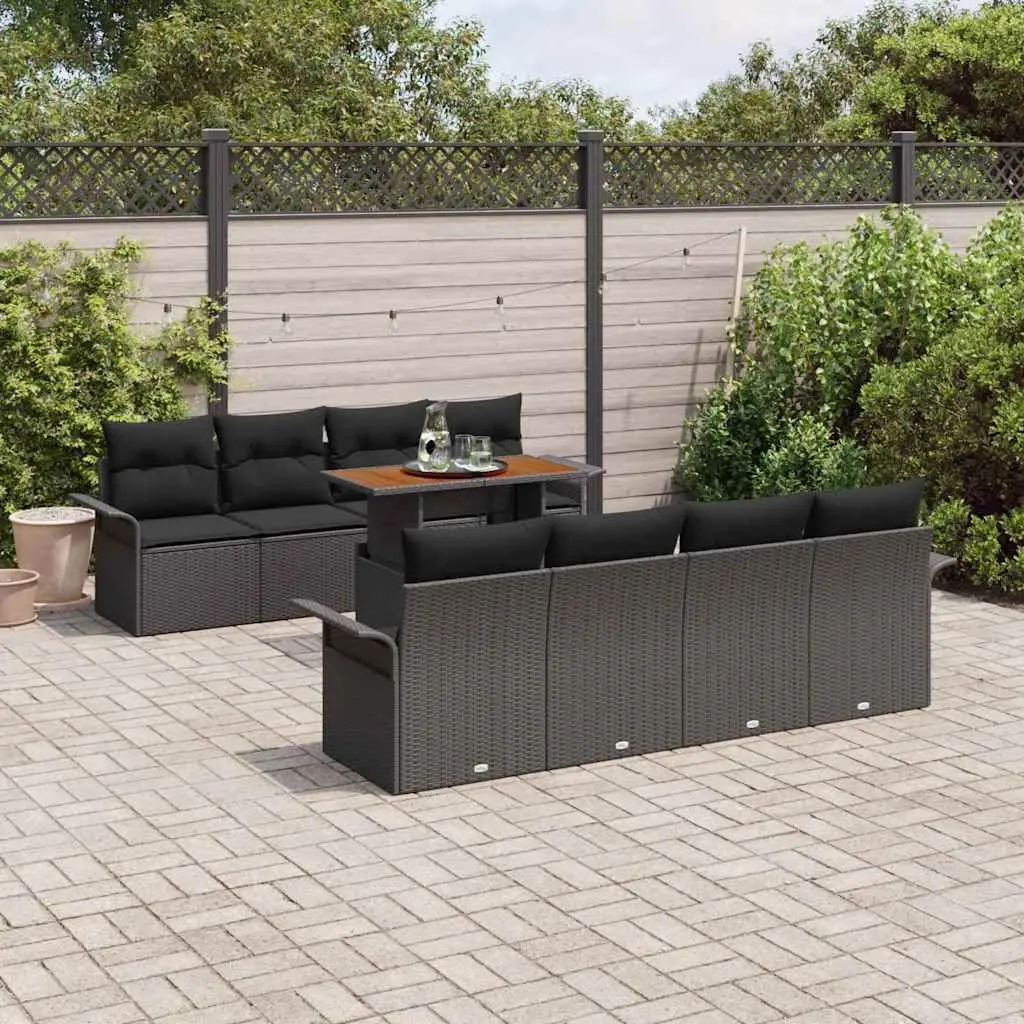 Modular Garden Sofa Set with Cushions 7 Pieces Black Outdoor Patio Furniture