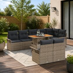 Durable 9-Piece Modular Outdoor Garden Sofa Set in Grey