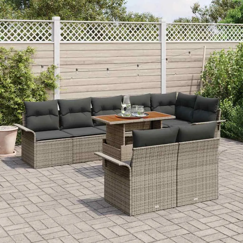 9-Piece Modular Outdoor Garden Sofa Set in Grey