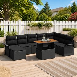 Stylish 9-Piece Outdoor Garden Sofa Set in Black
