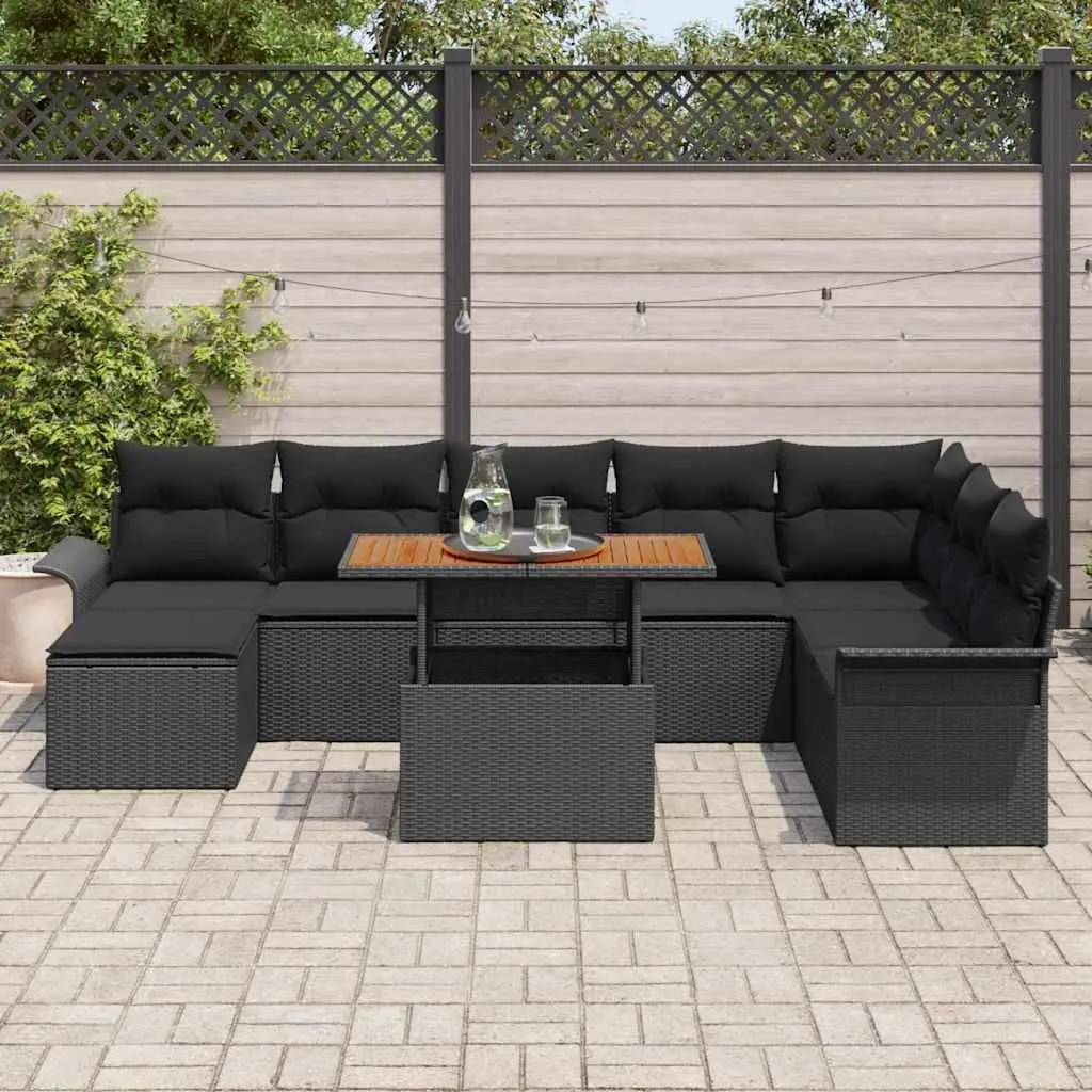 9-Piece Outdoor Garden Sofa Set in Black
