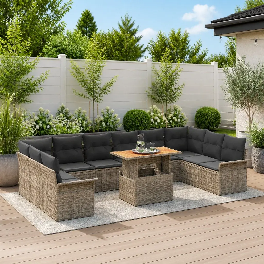 Modular Garden Sofa Set 11 pcs Grey